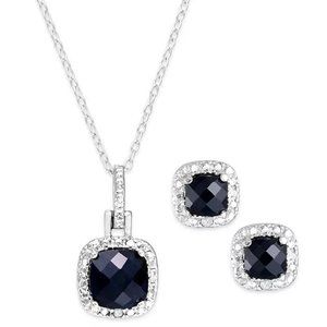 New Sapphire & Diamond Accent Necklace and Earrings